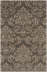 Florida Shag Area Rug 8'6" x 12' - Smoke & Beige Damask