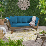 Aldrich Outdoor Acacia Wood Expandable Daybed with Water Resistant Cushions
