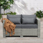 Loveseat Outdoor Wicker Small Couch PE Rattan 2-Seater Furniture Sofa