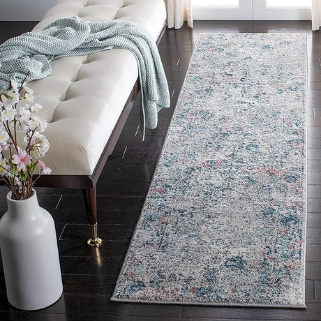 Meadow Collection Accent Rug - 2' x 5', Grey & Pink, Modern Abstract Design
