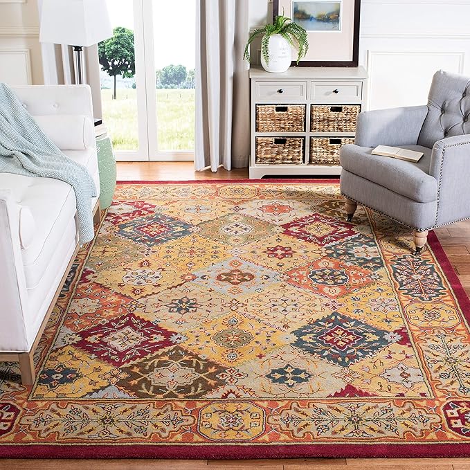 Heritage Collection Area Rug - 6' Square, Multi & Ivory, Handmade Traditional Oriental Wool