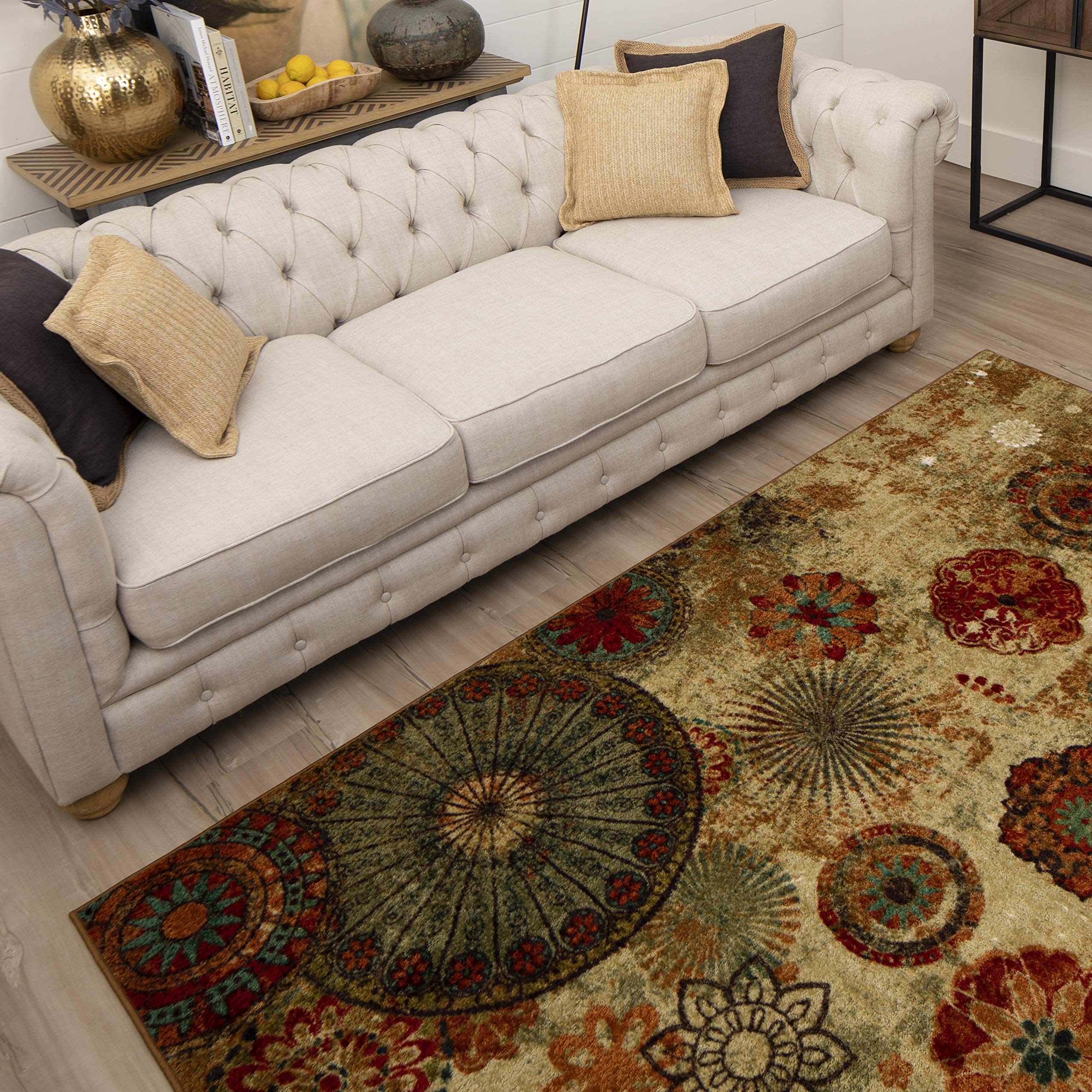 Caravan Ornamental Floral Medallion 7' 6" x 10' Area Rug - Orange - Perfect for Living Room