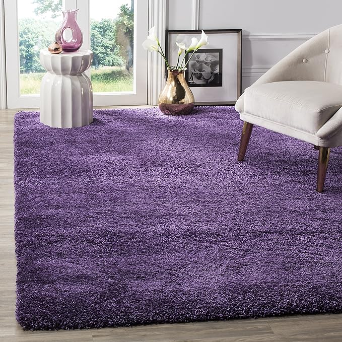 Milan Shag Collection Area Rug - 7' Square, Ivory, Solid Design