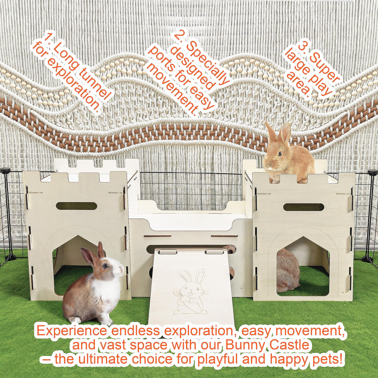 Wooden Bunny Castle House Multistory Climbing Tower Hideout Ventilated Sturdy Habitat