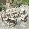 Patio Furniture Set, 2 x Swivel Chair, 2 x Fixed Chair, 2 x Ottoman, 1 x 3-Seat Sofa