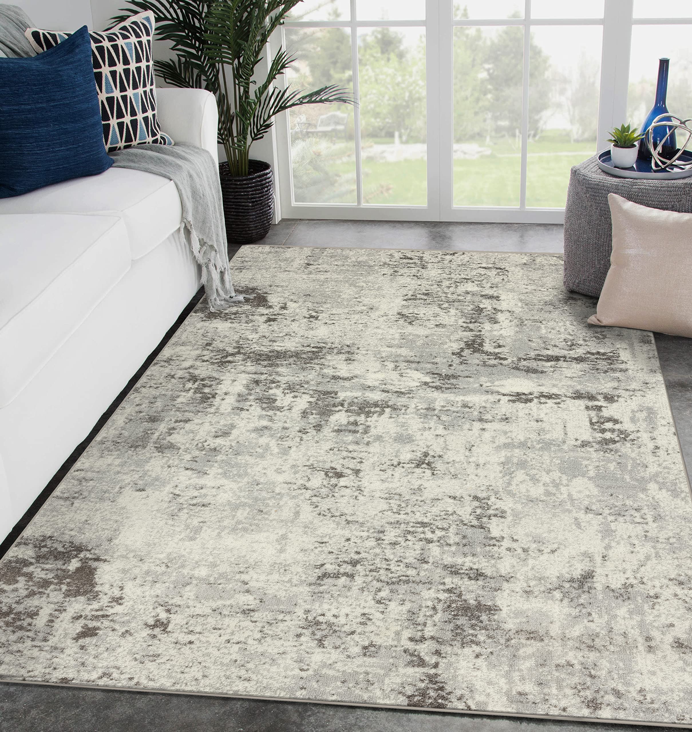 Kingsbury Abstract 8x10 Gray Modern Area Rug