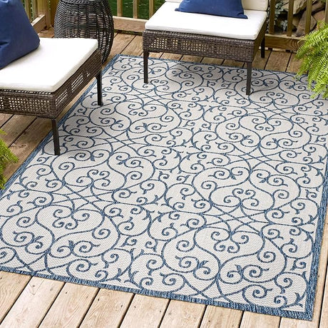 SMB107B-8 Madrid Vintage Filigree Textured Weave Indoor/Outdoor Beige/Brown 8 ft. x 10