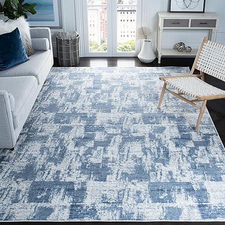 Amelia Collection 3' x 5' Blue/Grey ALA786M Modern Abstract Distressed