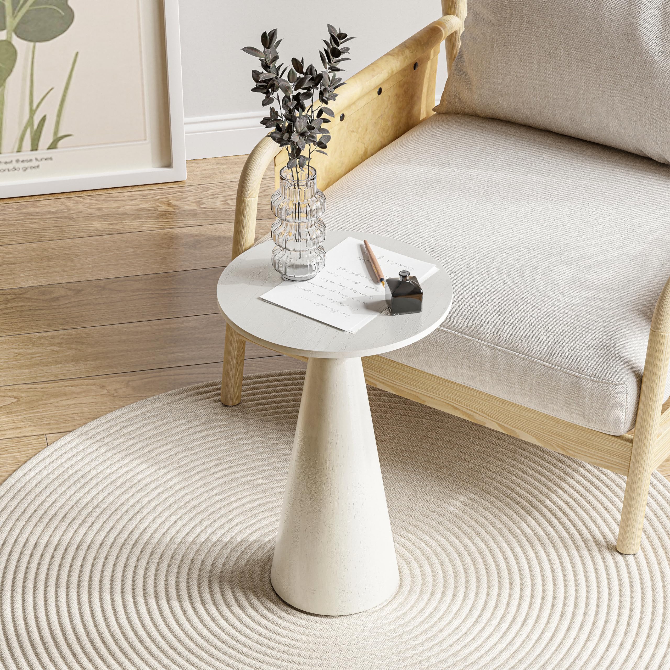 Farmhouse Pedestal Small End Table Round Martini Table Wood Plant Stand Rustic