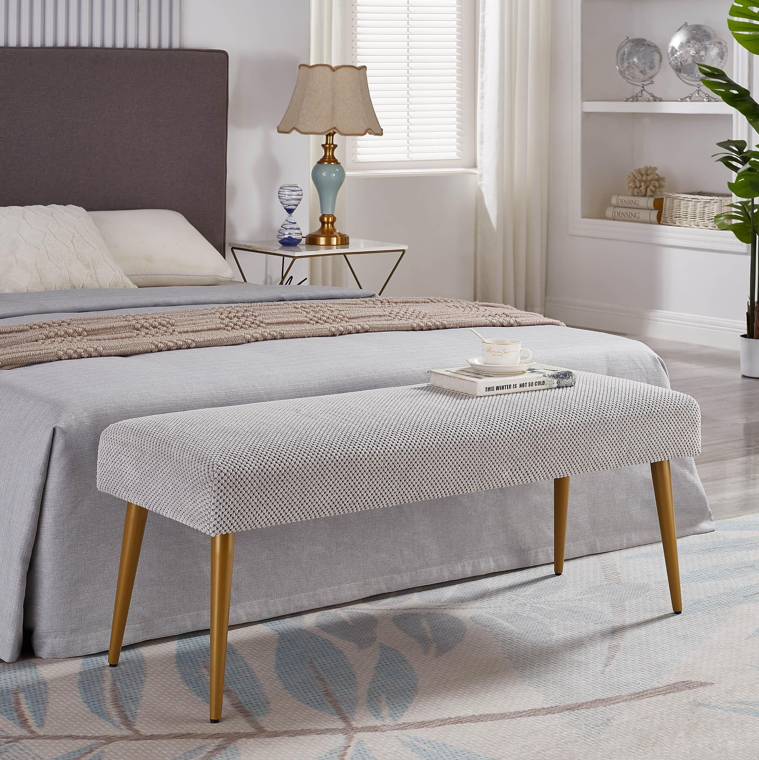 Upholstered Bench Ottoman Entryway Bench Stool