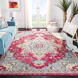 Madison Collection Area Rug - 8' x 10', Orange & Teal, Boho Chic Medallion Distressed