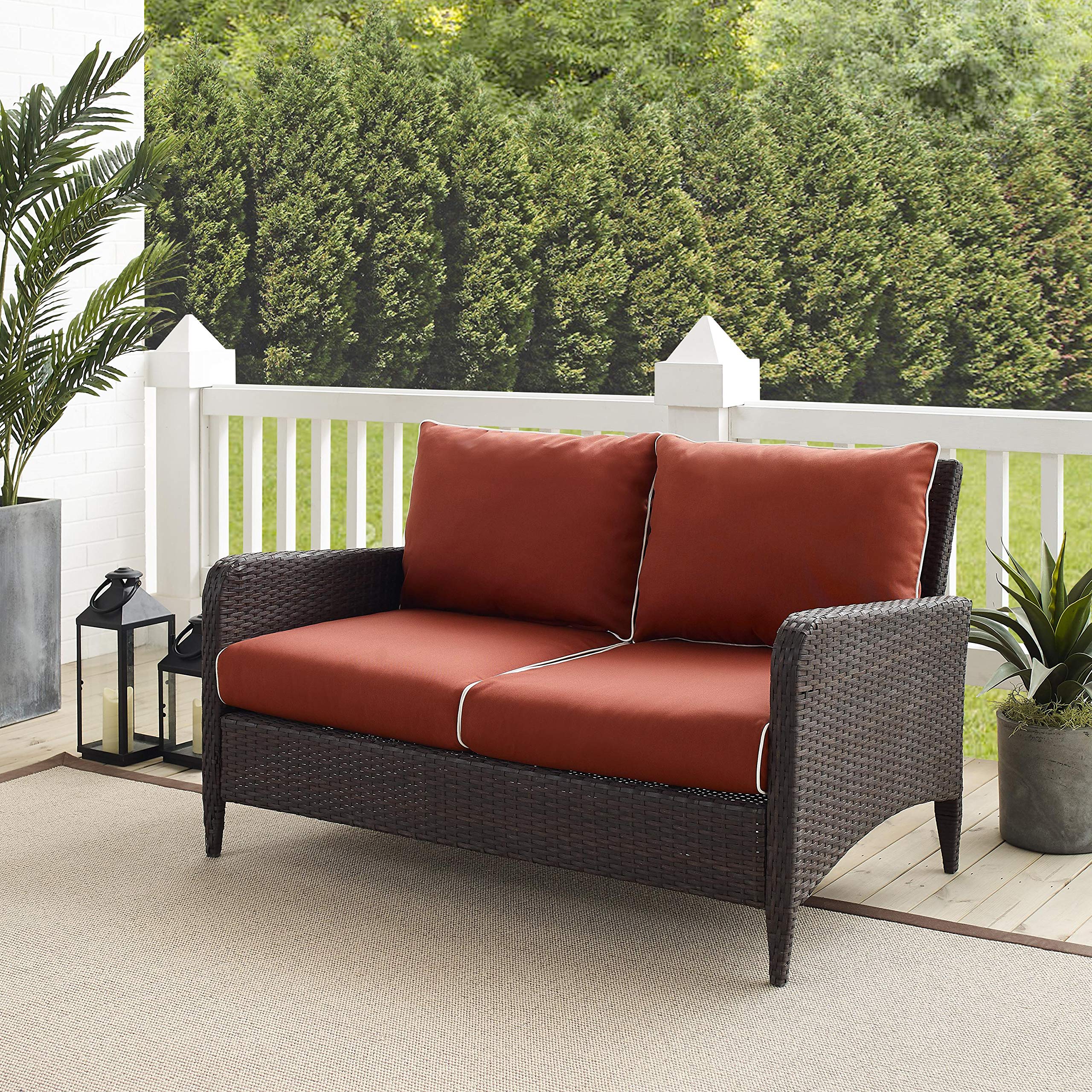 Outdoor Wicker Loveseat in Sangria