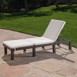 Outdoor Wicker Chaise Lounge with Water Resistant Cushion, Multibrown / Cream