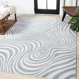 SCN103E-5 Maribo High-Low Abstract Groovy Striped Dark Blue/Cream 5 ft. x 8 ft