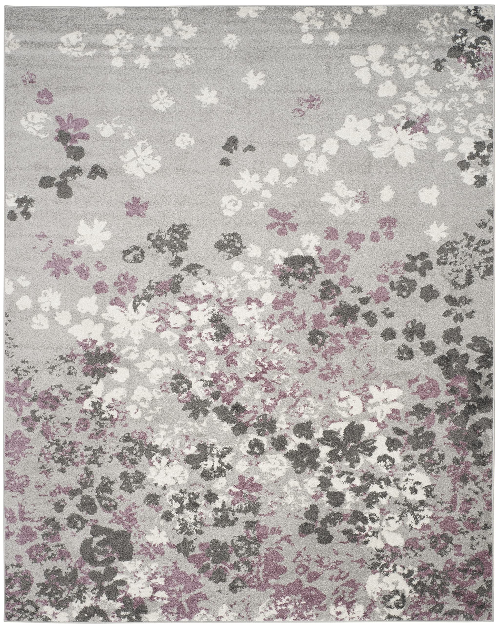 SAFAVIEH Adirondack Collection Area Rug - 10' x 14', Light Grey & Purple, Floral Design, Non-Shedding & Easy Care, Ideal for High Traffic Areas in Living Room, Bedroom (ADR115M)
