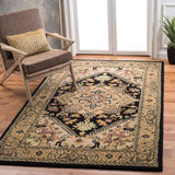 Heritage Collection Area Rug - 5' x 8', Black & Gold, Handmade Traditional