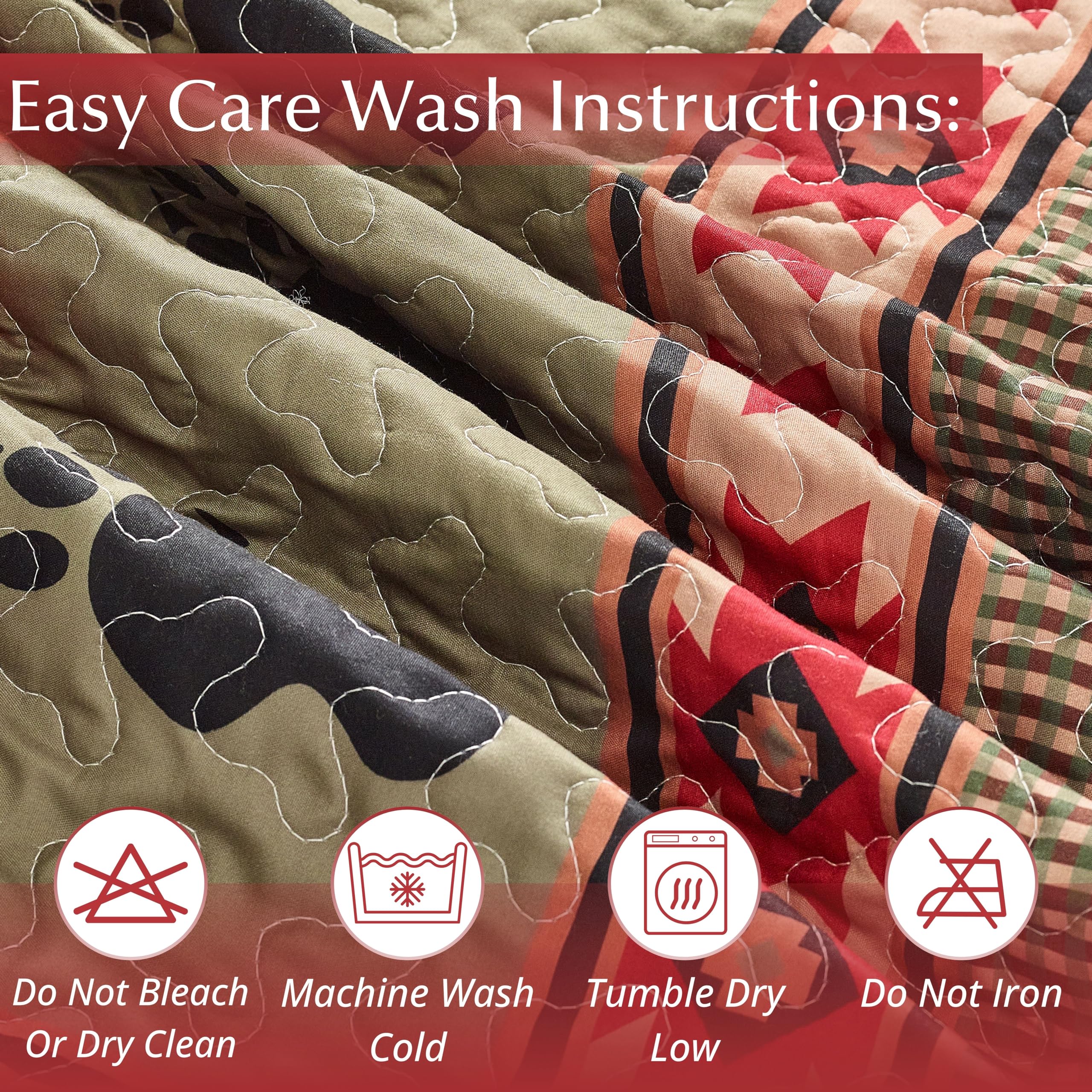 3 Piece Full/Queen Cabin Quilt Bedding Set - Bear and Paw - Rustic Country Reversible