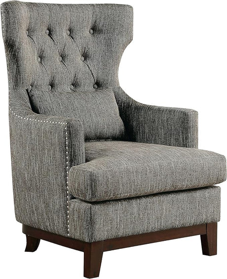 Aurora 32" W Tufted Fabric Accent Chair, Light Gray