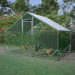 Metal Chicken Coop 10x6.6x6.56ft Walk-in Poultry Cage Chicken Run Hen Rabbit