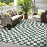 Contemporary Checkered Weather Resistant Reversible Indoor/Outdoor Area Rug 5' x 7' Natural