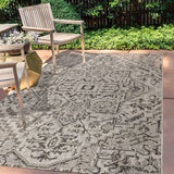 SMB105D-8 Estrella Bohemian Medallion Textured Weave Indoor/Outdoor Black/Gray 8