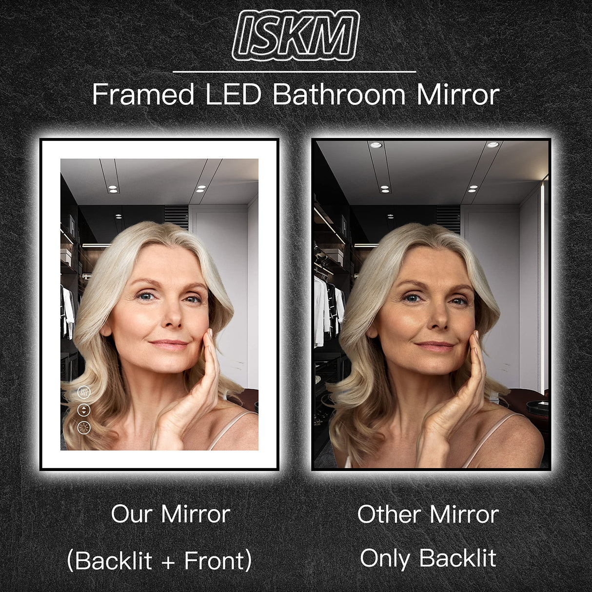 40x30 Dimmable LED Bathroom Mirror with Anti-Fog & Memory Function