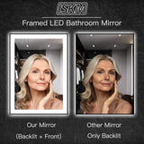 40x30 Dimmable LED Bathroom Mirror with Anti-Fog & Memory Function