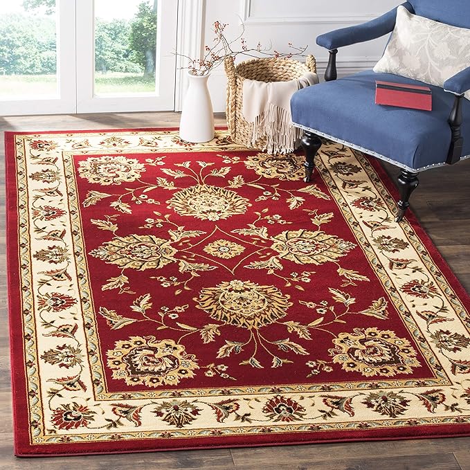 Lyndhurst Collection Area Rug - 8' x 11', Green & Ivory, Traditional Oriental Design,