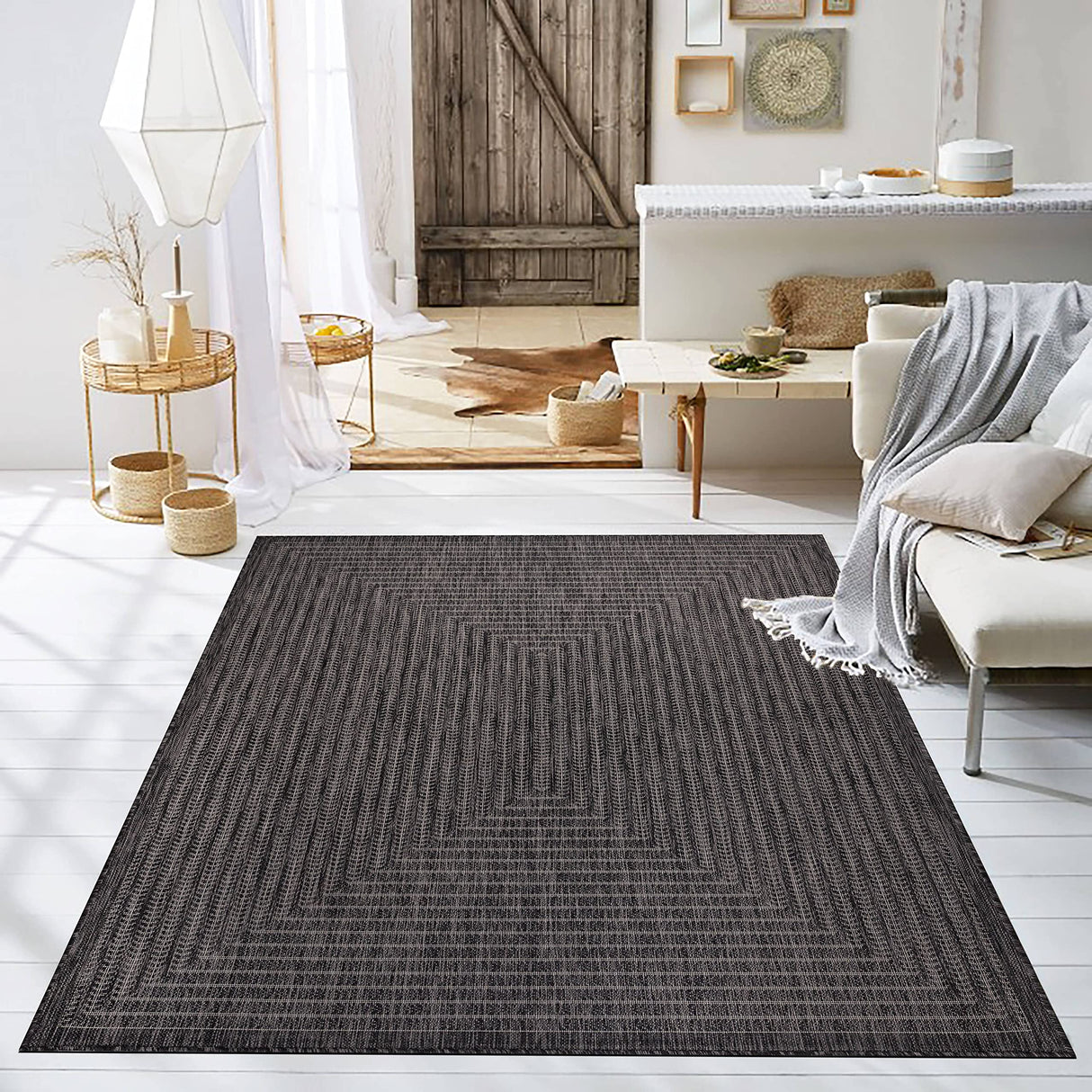 Outdoor Indoor Area Rug, Weather Resistant, Easy to Clean, Stain Resistant Floor Mat