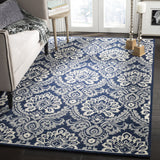 Blossom Collection Accent Rug - 3' x 5', Navy & Ivory, Handmade Wool