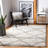 S Hudson Shag Collection Area Rug - 8' x 10', Ivory & Beige, Modern Trellis Design