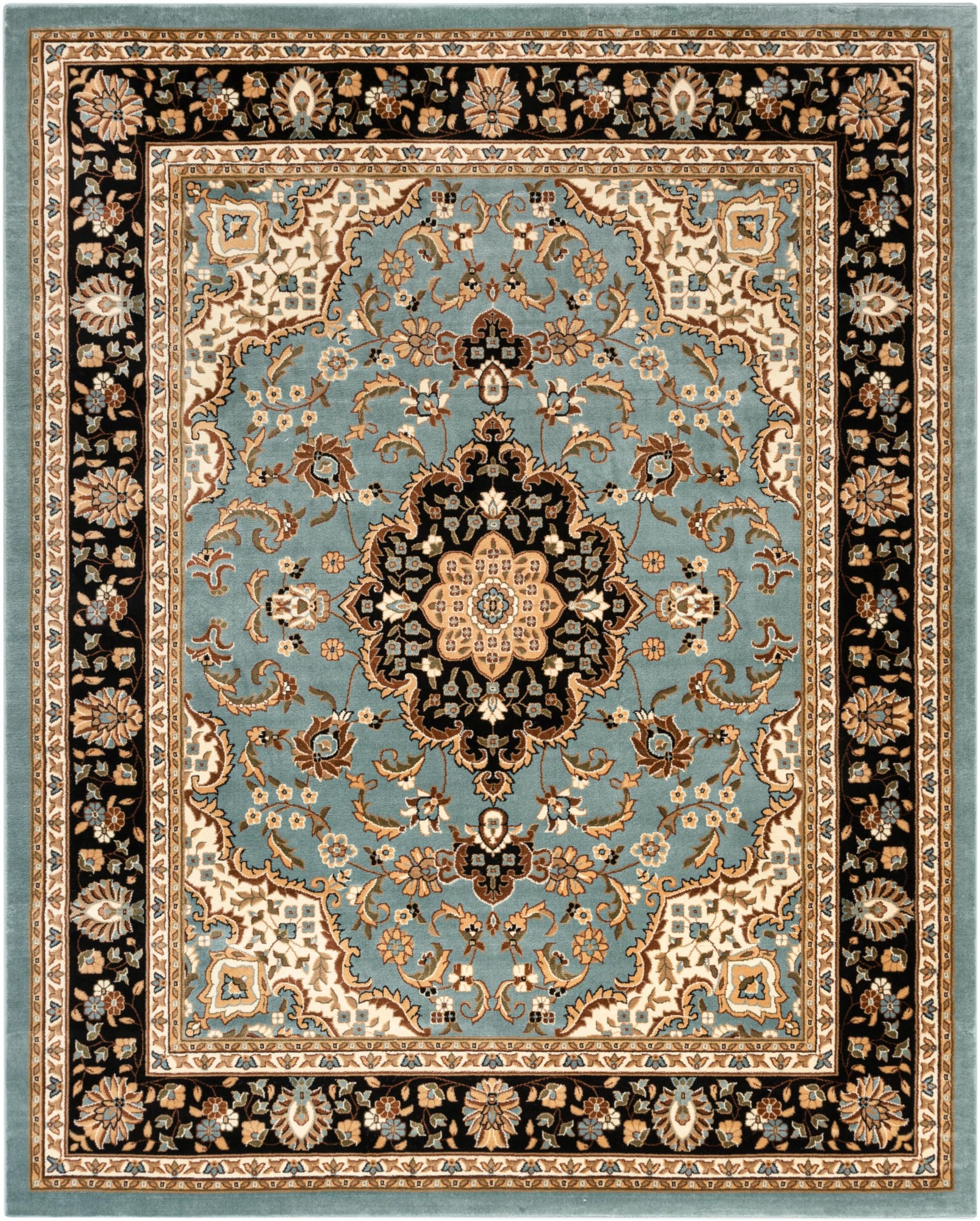 Barclay Collection Medallion Kashan Light Blue 9x12 Area Rug - for Living Room, Bedroom,