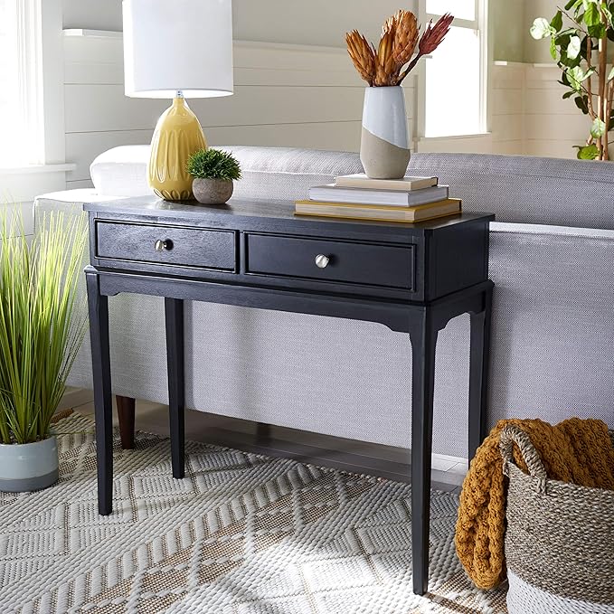 Home Collection Opal Black 2-Drawer Console Table