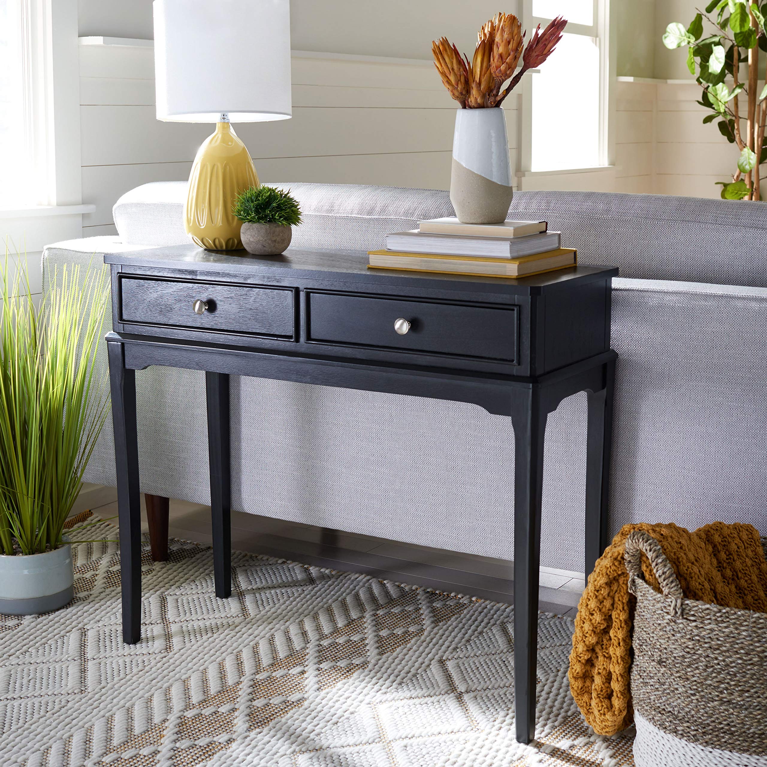 Home Collection Opal Black 2-Drawer Console Table