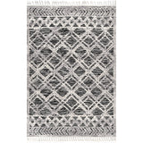 8x11 Ansley Moroccan Tassel Area Rug, Grey, High-Low Textured Bohemian Design