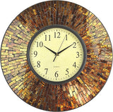 19" Baltic Amber Mosaic Wall Clock with 9.5" Brown Arabic Glass Dial, 4.50"