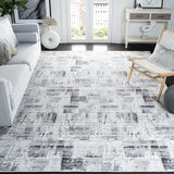 Amelia Collection Accent Rug - 4' x 6', Navy & Light Grey, Modern Abstract Distressed Design,