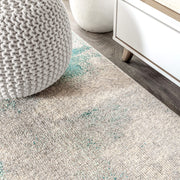 JONATHAN Y CTP104A-3 Contemporary POP Modern Abstract Vintage Indoor Area -rug, Transitional, Bohemian Easy -cleaning,Bedroom,Kitchen,Living Room,Non Shedding, Cream/Blue, 3 X 5