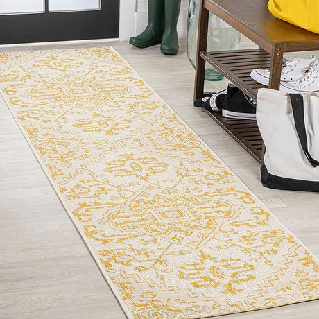 SMB105B-28 Estrella Bohemian Medallion Textured Weave Indoor Outdoor Area Rug