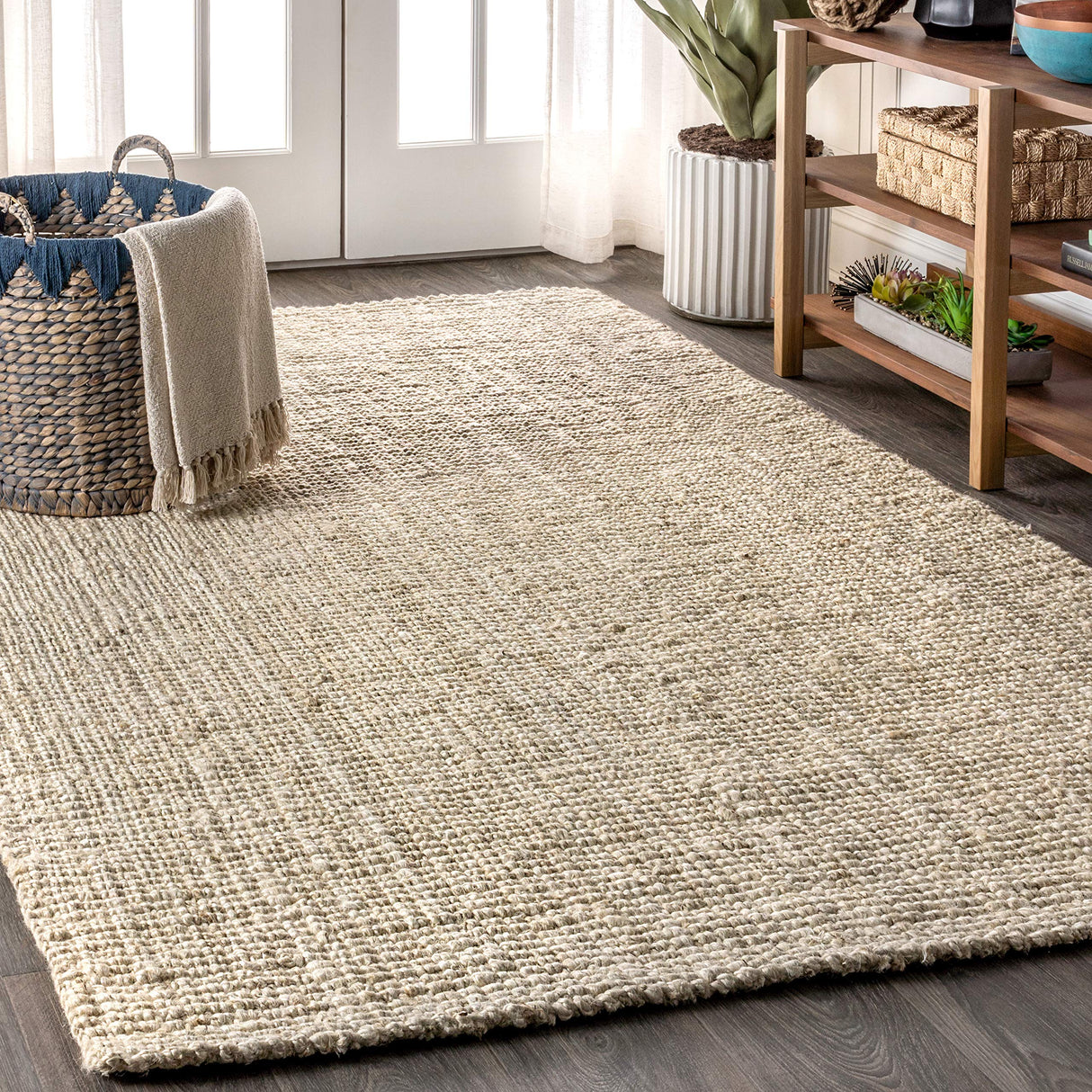 NRF102B-8 Pata Hand Woven Chunky Jute Light Ivory 8 ft. x 10 ft. Area-Rug, Farmhouse