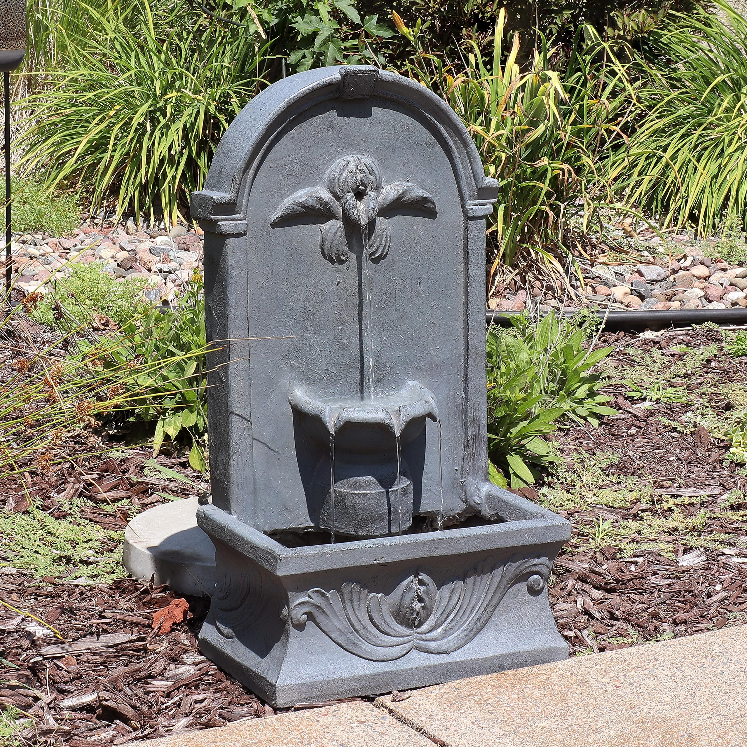 28-Inch Outdoor French-Inspired Flat Back Water Fountain - Glass Fiber Reinforced