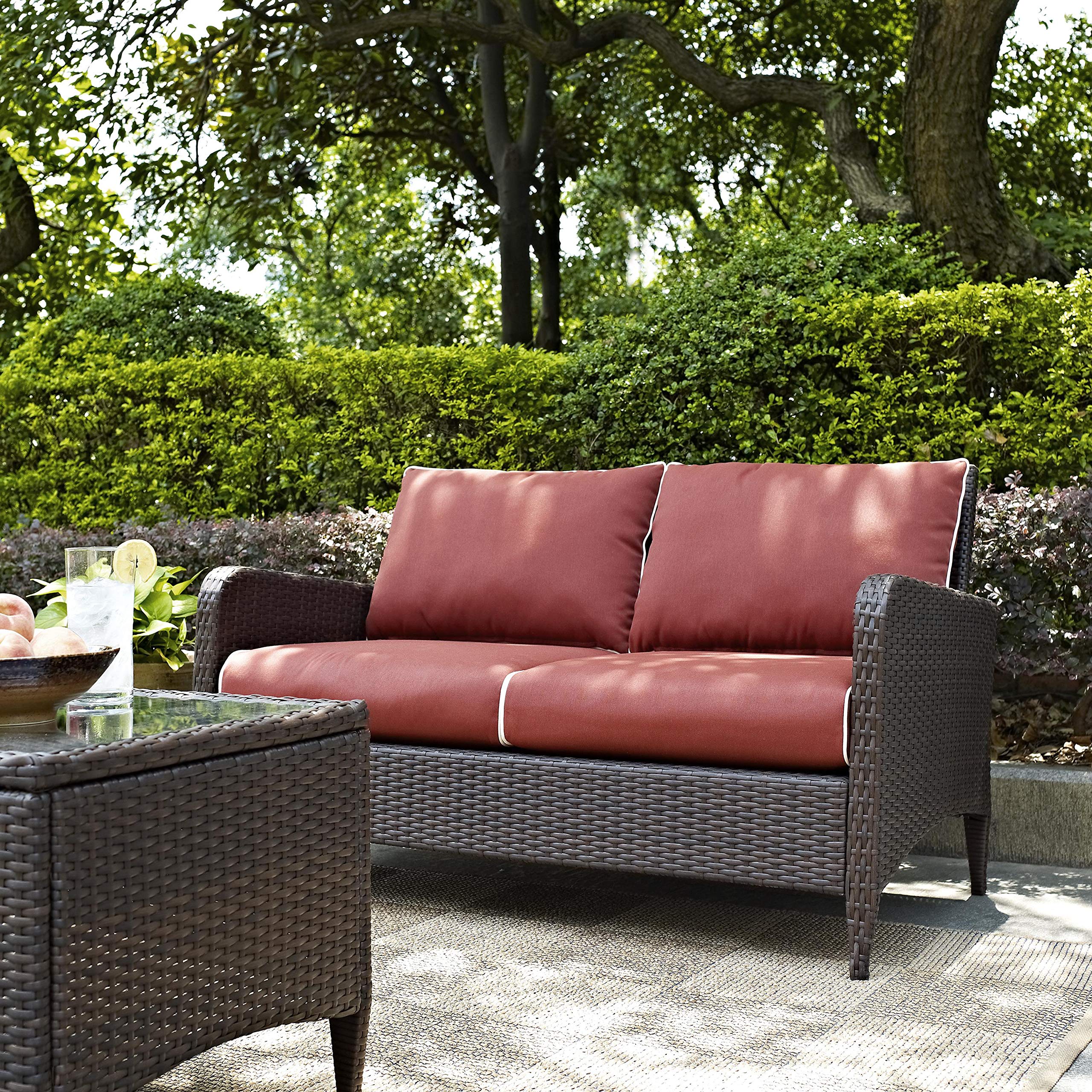 Outdoor Wicker Loveseat in Sangria