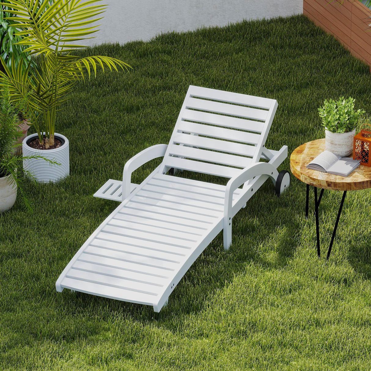 Patio Chaise Lounge Chairs Set of 2, 5-Position Adjustable Outdoor Lounge Chair