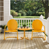 Griffith 3-Piece Outdoor Chair and Side Table Set, Retro Metal Bistro Patio Sets