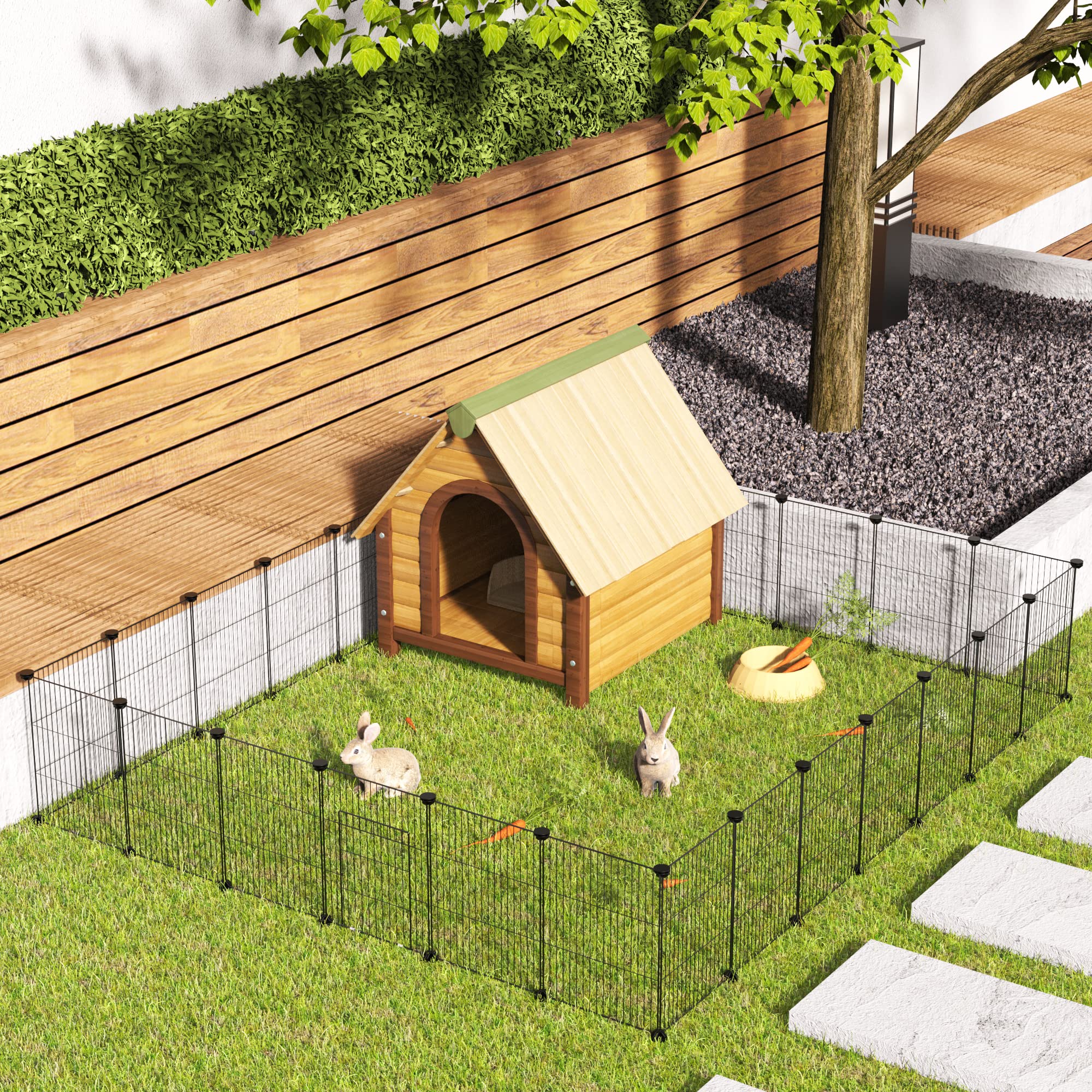 Pet Playpen,Small Animals Cage DIY Wire Portable Yard Fence with Door for Indoor/Outdoor Use,Puppies,Kitties,Bunny,Turtle 48" x 24" x 16"