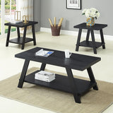 Athens Contemporary 3-Piece Wood Shelf Coffee Table Set, 24D x 48W x 19H