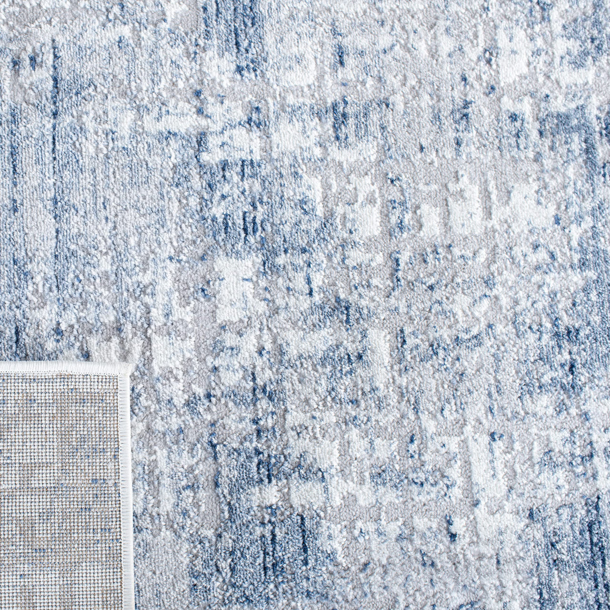 Amelia Collection Accent Rug - 4' x 6', Navy & Light Grey, Modern Abstract Distressed Design,