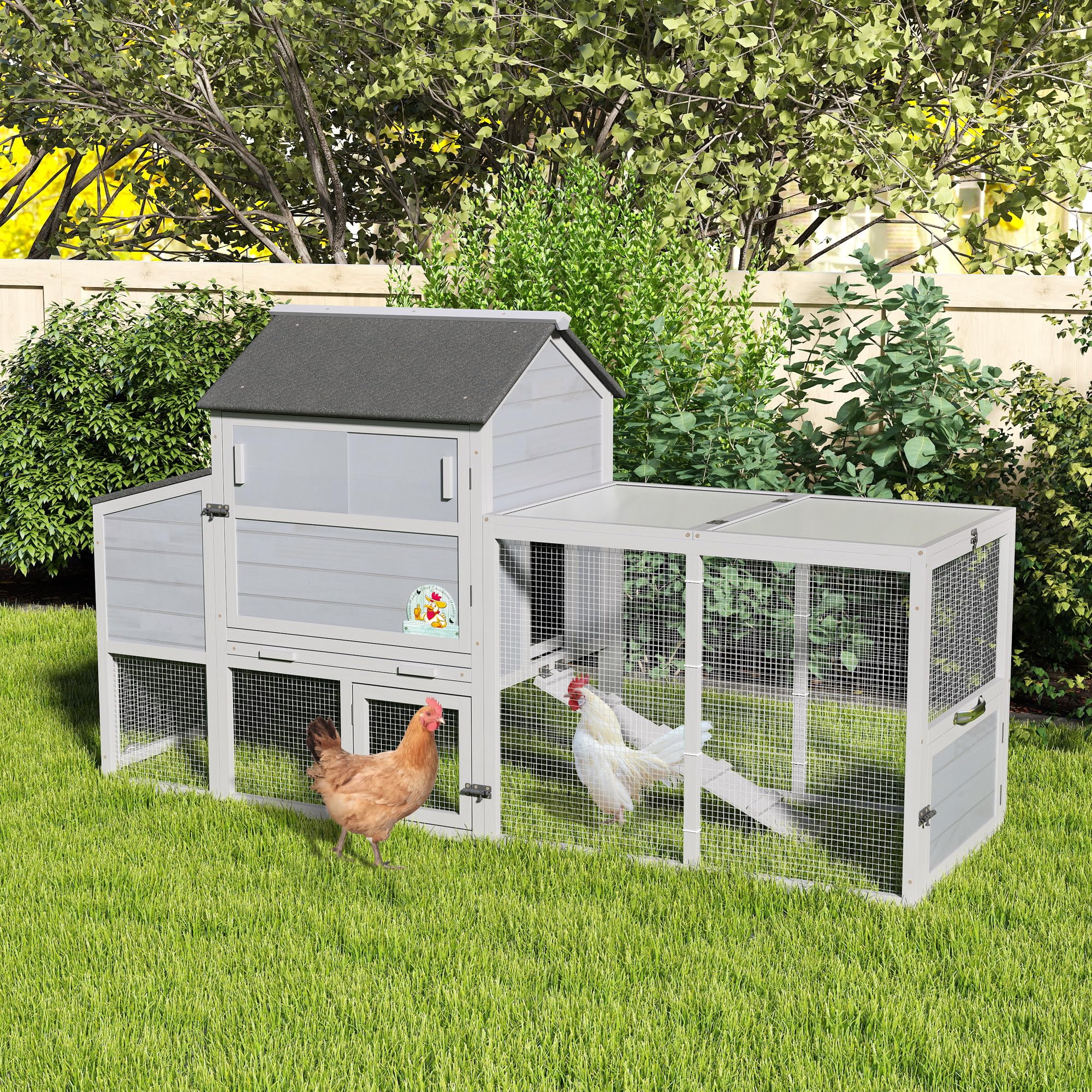 BarnBuddy Multi-Pet Chicken Coop with Egg Crate, Run & Pull-Out Tray