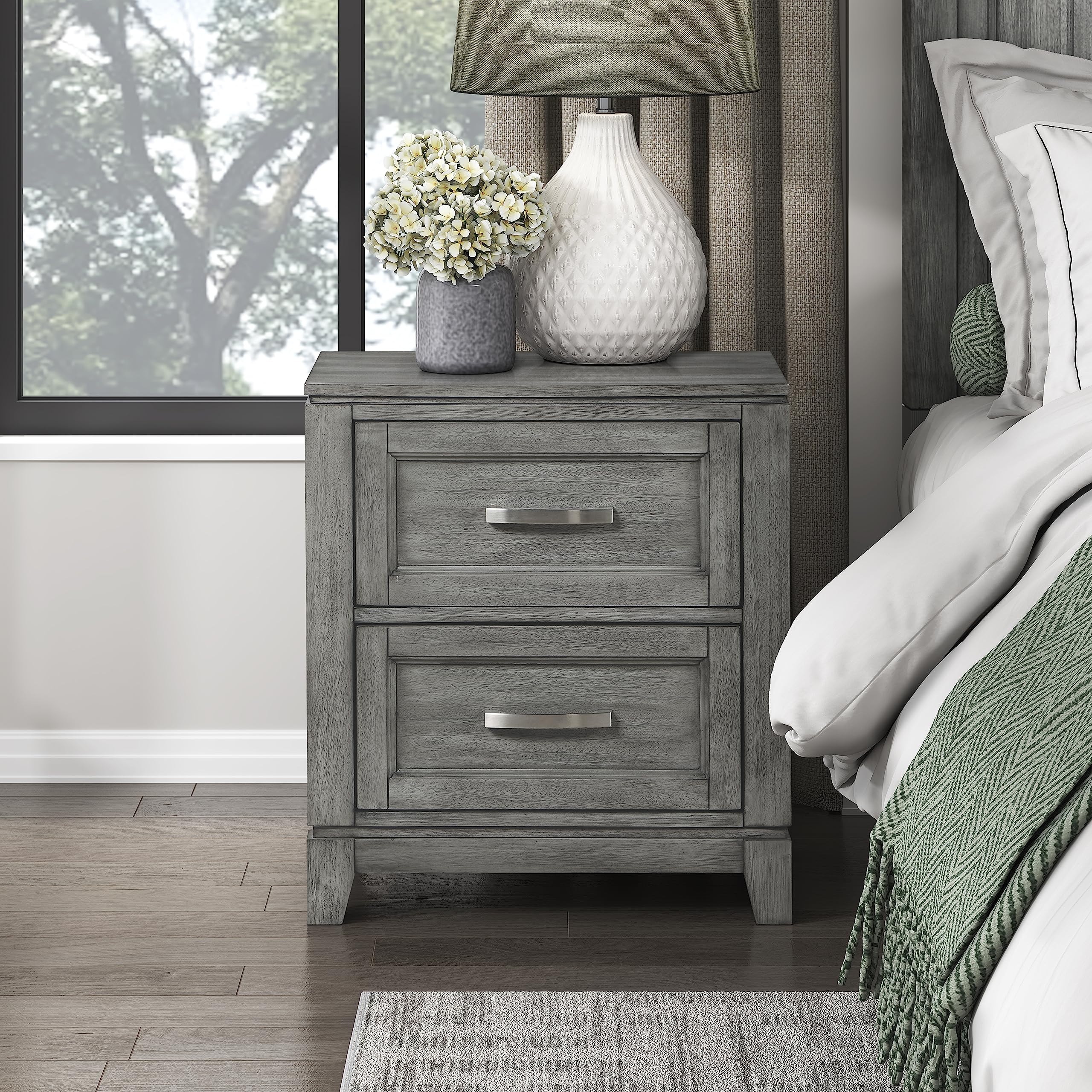 Bertillon 2-Drawer Nightstand, Gray