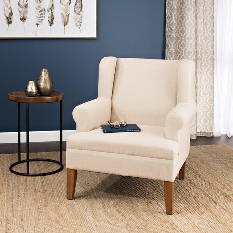 HomePop Emerson Wingback Accent Chair, Cream Small